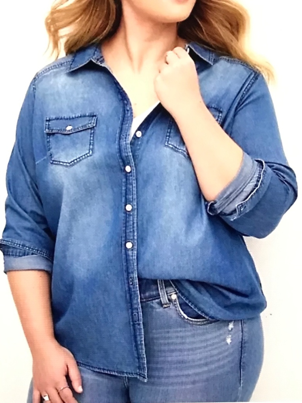 TORRID Cotton Denim Button Down Shirt Long Sleeve Tunic Women’s Plus Size 2X